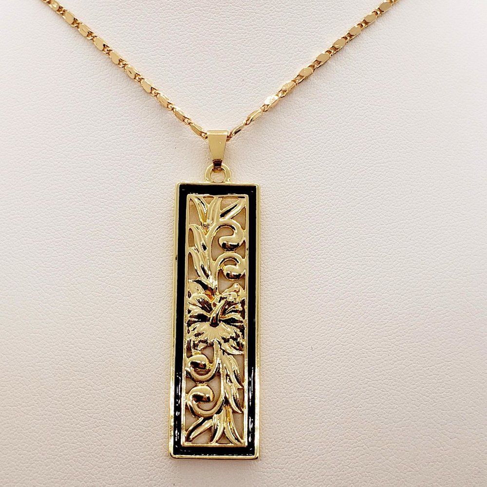 Hibiscus Fern Vertical Necklace